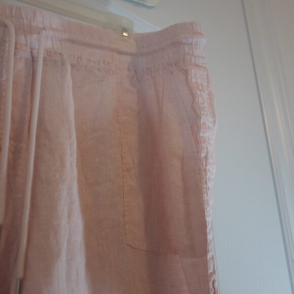 Rafaella Blush Pink 100% Linen Drawstring Palazzo Pants Size 3XL - Picture 4 of 9